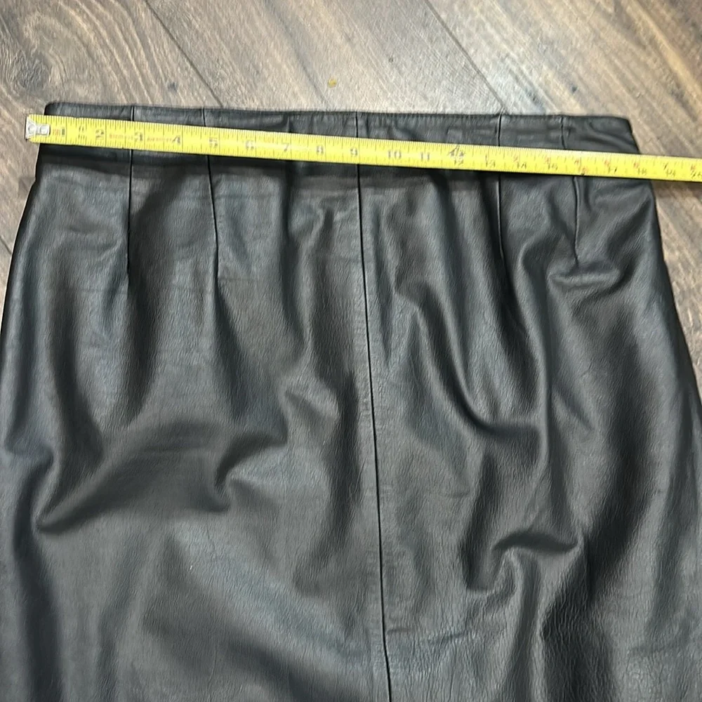VINTAGE For You From Spiegel Long Black Leather Skirt Size 16 - Picture 3 of 8